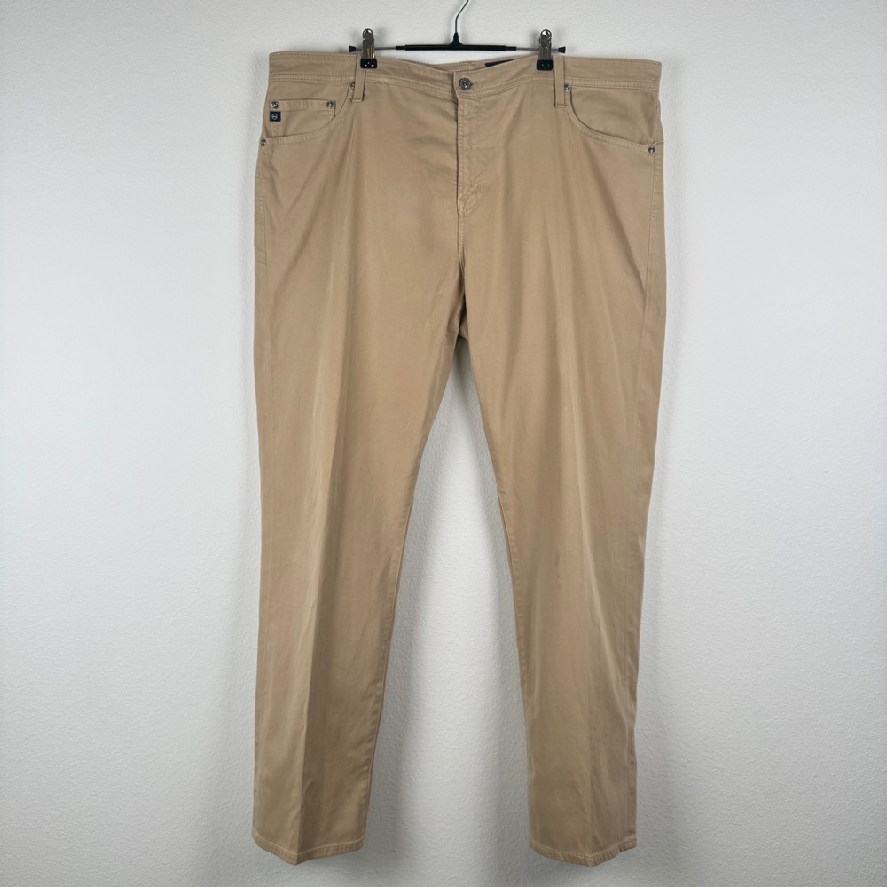 AG Adriano Goldschmied Everett Pants Mens 42x32 Tan Good Slim Straight Khaki